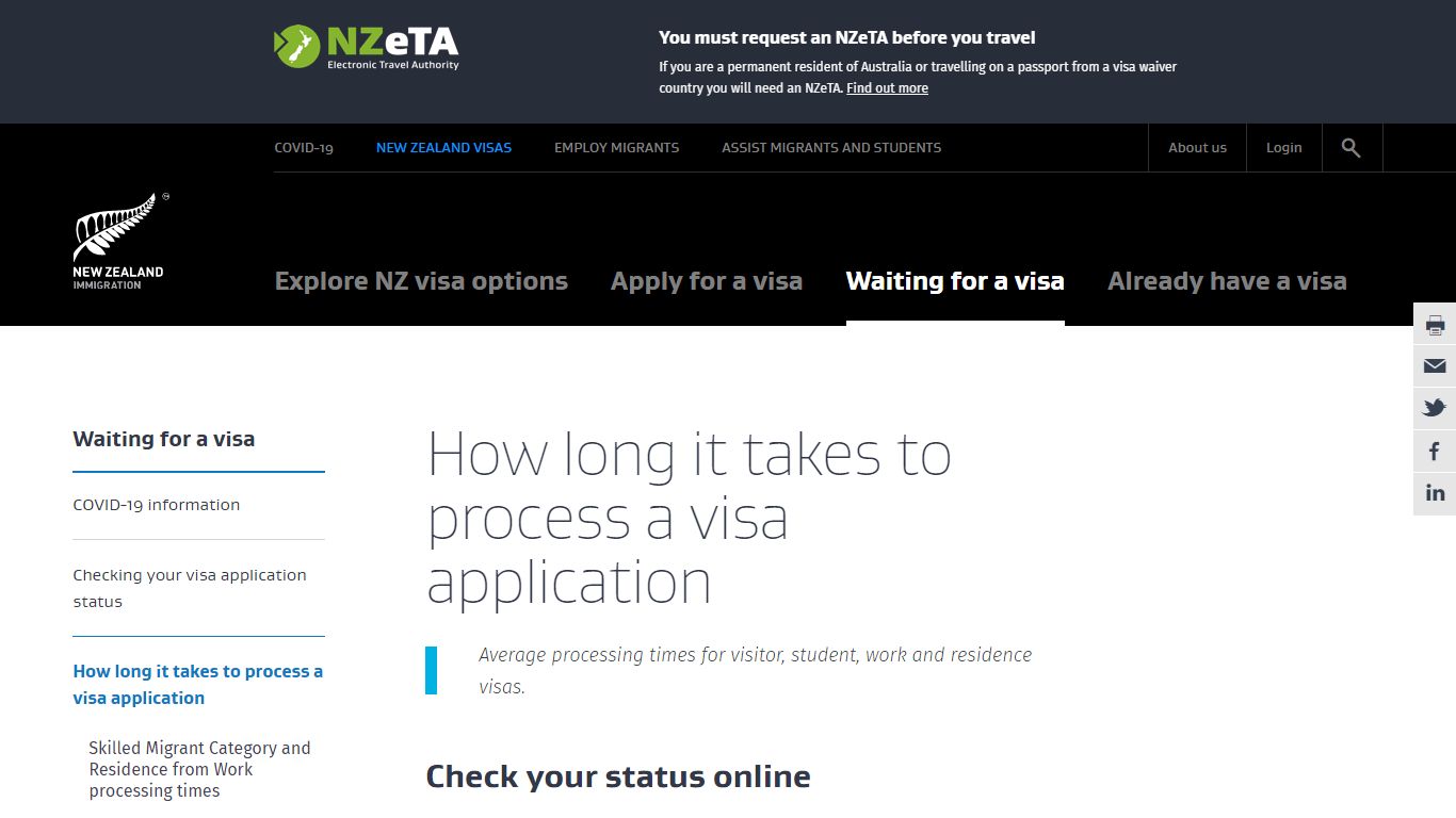 How long it takes to process a visa application