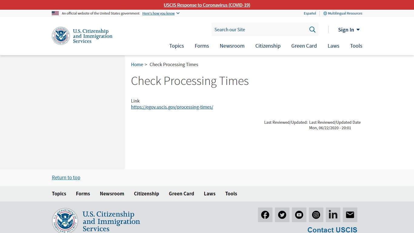 Check Processing Times | USCIS